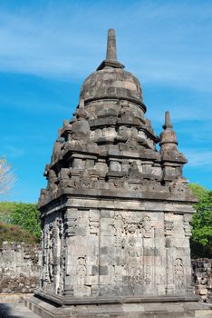 Perwara (guardian) temple in Candi Sewu complex. Candi Sewu means 1000 temples, which links it to the legend of Loro Djonggrang. In fact this complex has 253 building structures (8th Century) and it is the second largest Buddhist temple in Java, Indonesia.