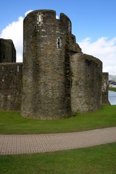 Ruins of Caerphilly Castle, Wales, United Kingdom