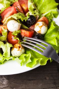 Fresh salad with mozarella cheese and vegetables