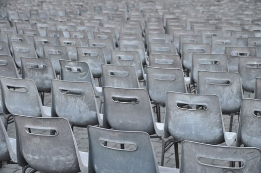 Empty grey chairs