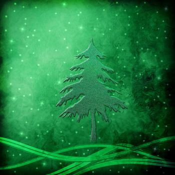 fir green metal Christmas Night, Greeting card background