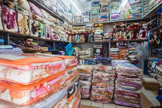 Blanket shop goods of asian trader in Durban South-Africa