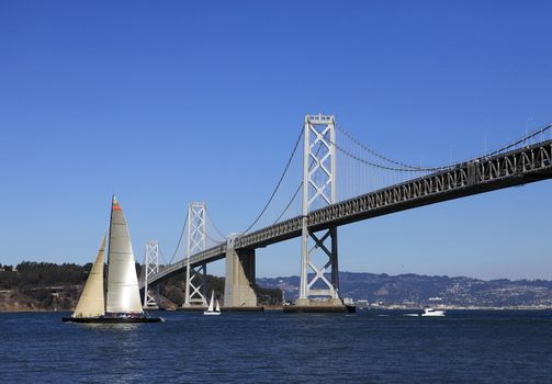 Bay Bridge and sailfish in San Francisco