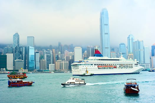 View from Kowloon on Hong Kong business center