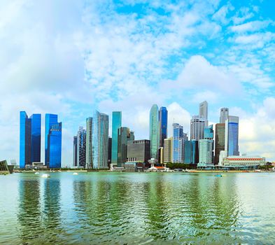 Singapore downtown reflected in a river