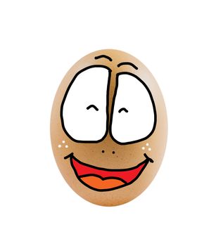 one  brown egg on white background .