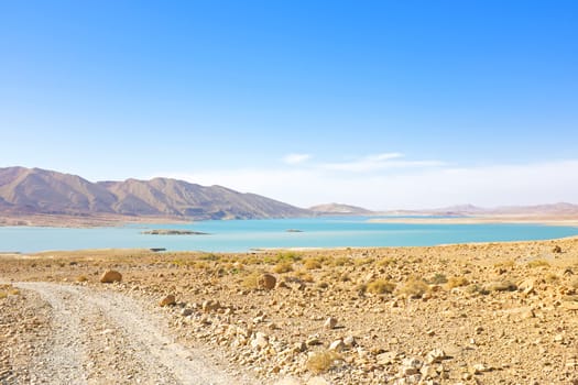 Lake in the desert from Morocco Africa