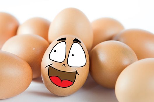  brown egg with happy face with friend