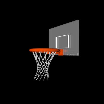 3D render of a basketball rim and net over black