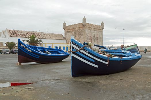 Fishing boats in the harbor from Essaouira Morocco