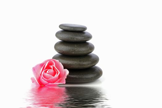 spa concept with zen stones and flower