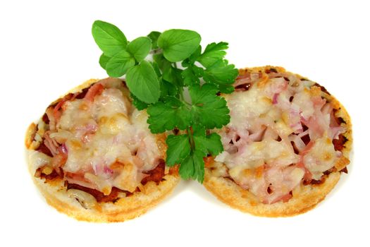 Homemade ham, cheese and onion pizza bites.