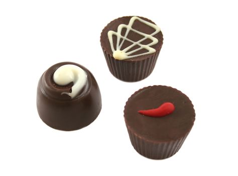 A variety of delicious sweet and rich handmade chocolates.