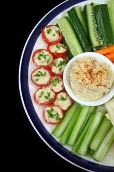 Entertaining platter with a combination of healthy finger food. 