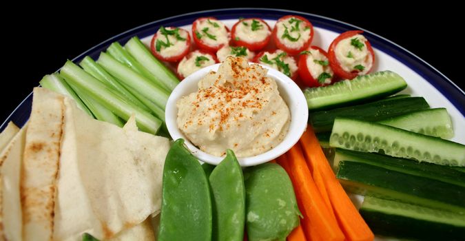 Entertaining platter with a combination of healthy finger food. 