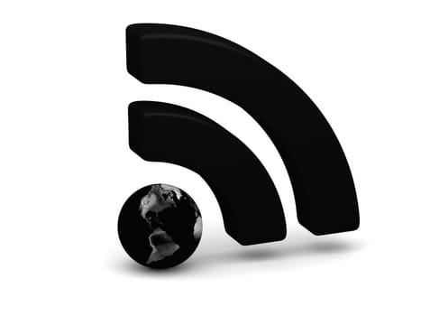 Black WiFi symbol with planet Earth isolated on white background. Elements of this image furnished by NASA.