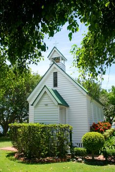 Old historic and quaint church in the tropical countryside.