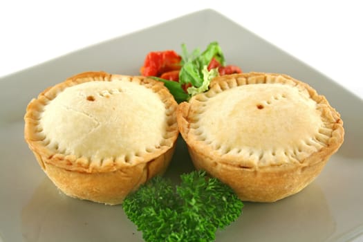 Fresh baked homemade beef pies with sundried tomato salad.