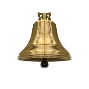 It is depicted a golden 3d bell.
