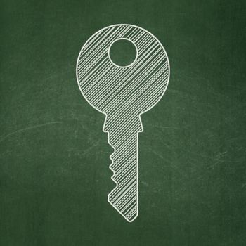 Safety concept: Key icon on Green chalkboard background, 3d render