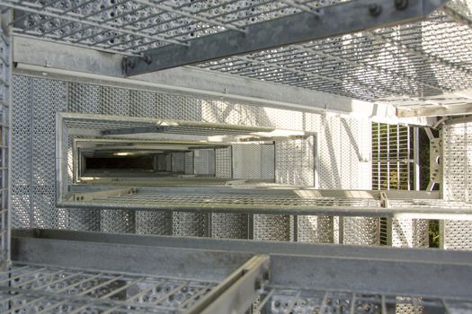 High iron safety stairs seen from above