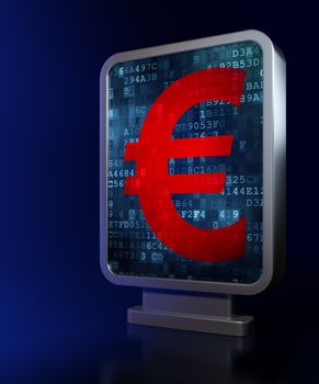 Currency concept: Euro on advertising billboard background, 3d render