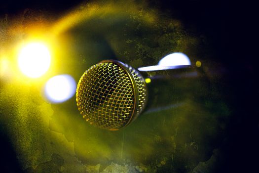 Musical background.Microphone in old style