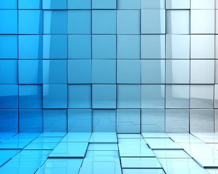 Abstract 3d cubes background in blue toned