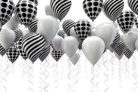 3d image of abstract black and white ballons