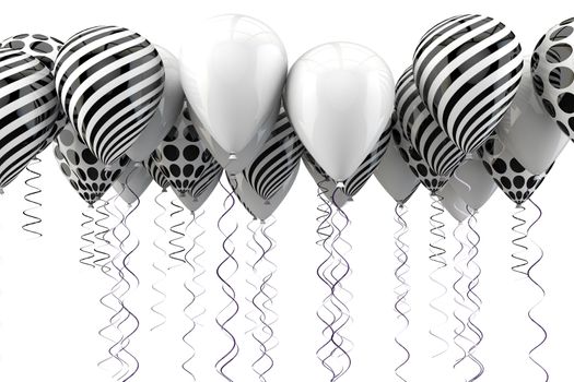3d image of abstract black and white ballons