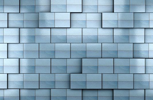 3d blue tile wall background