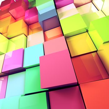 Abstract 3d colored cubes background