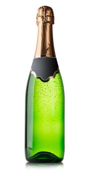 Bottle of champagne isolated on a white background