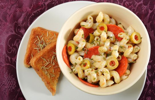 pasta salad with olives and pepperoni