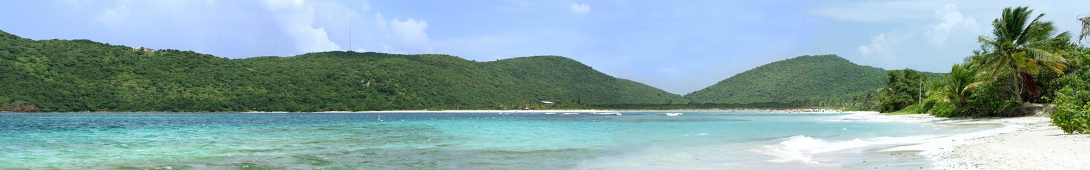 The gorgeous white sand filled Flamenco beach on the Puerto Rican island of Culebra.