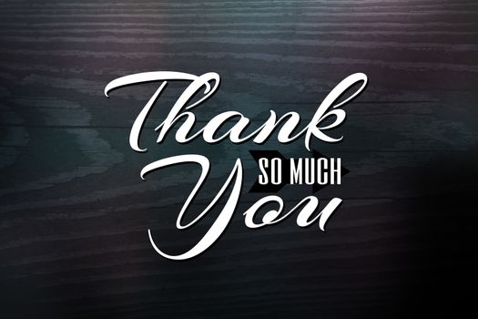 Thank you greeting card design with white text over a woodgrain textured background.