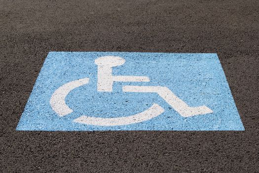 Handicapped Parking Space at Business Location Closeup