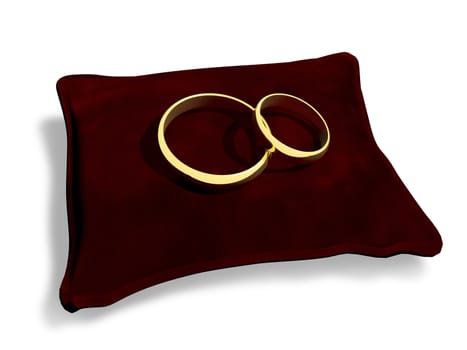 3d illustration of a gold wedding rings