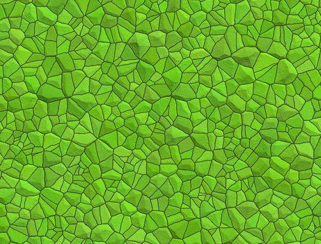Floor with green pebble mosaic pattern