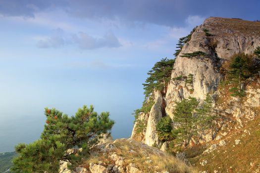 Movement of the clouds on the mountain Merdven-Kayasy. Crimea, Ukraine