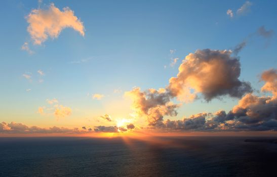 sunset on the sea. Crimea, Ukraine.