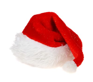 Red Hat of Santa Claus on white background, isolated
