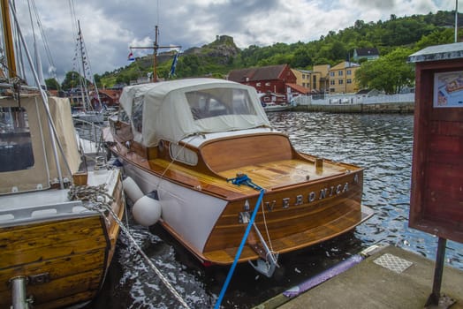 The boats are on show at the harbor during Halden food and harbor festival which is held every year on the last weekend of June. There are both wooden boats and fiberglass boats and large and small boats.