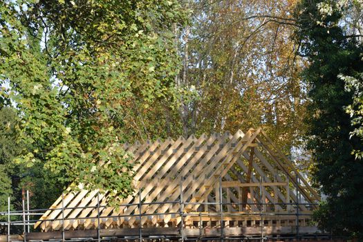 Wooden roof under construction