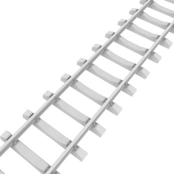 White railroad. 3d rendering on white background