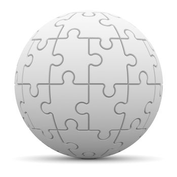 Sphere consisting of puzzles. Isolated render on a white background