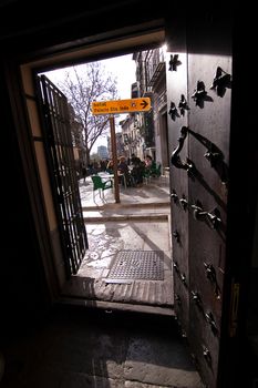 Views from the Carrera del Darro from inside La fontana pub, Granada