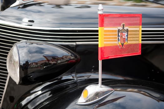Francoist flag on vintage car, Spain