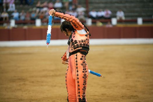 Banderillero, the torero who, on foot, places the darts in the bull, the banderillas is Brightly-coloured darts placed in the bull