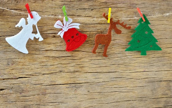 Christmas Decoration Over Wooden Background